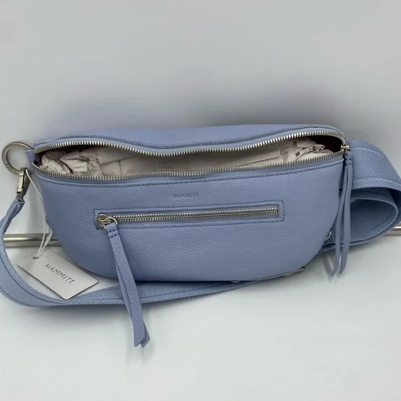 Hammitt Charles Medium Leather Belt Bag Fanny Pack Periwinkle Haze & Sil… - Picture 11 of 12